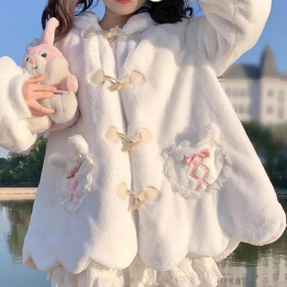 Bunny Hooded Sweater Coat | Women's Cute Sherpa Fuzzy Winter Warm Fleece #35 - Picture 1 of 9